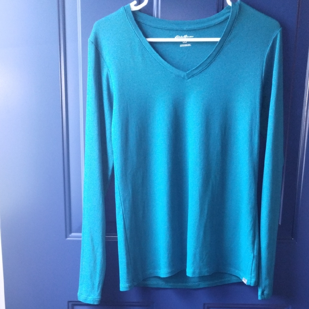 Eddie Bauer Teal Fitted Long Sleeve Top